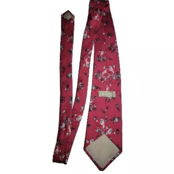 Dancing Santa Tie Christmas 100% Silk Red Italian Made Christopher Hayes - Picture 3 of 6